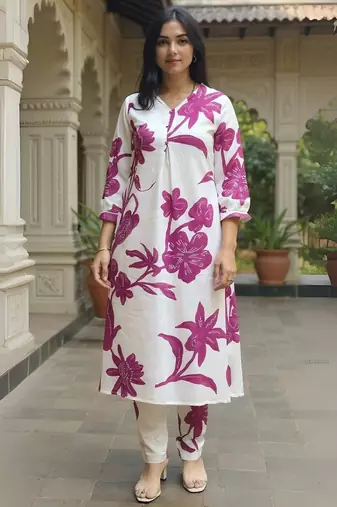 Women Floral Printed Kurta with Trousers