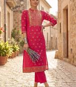 Printed Regular Pure Cotton Kurta With Trousers