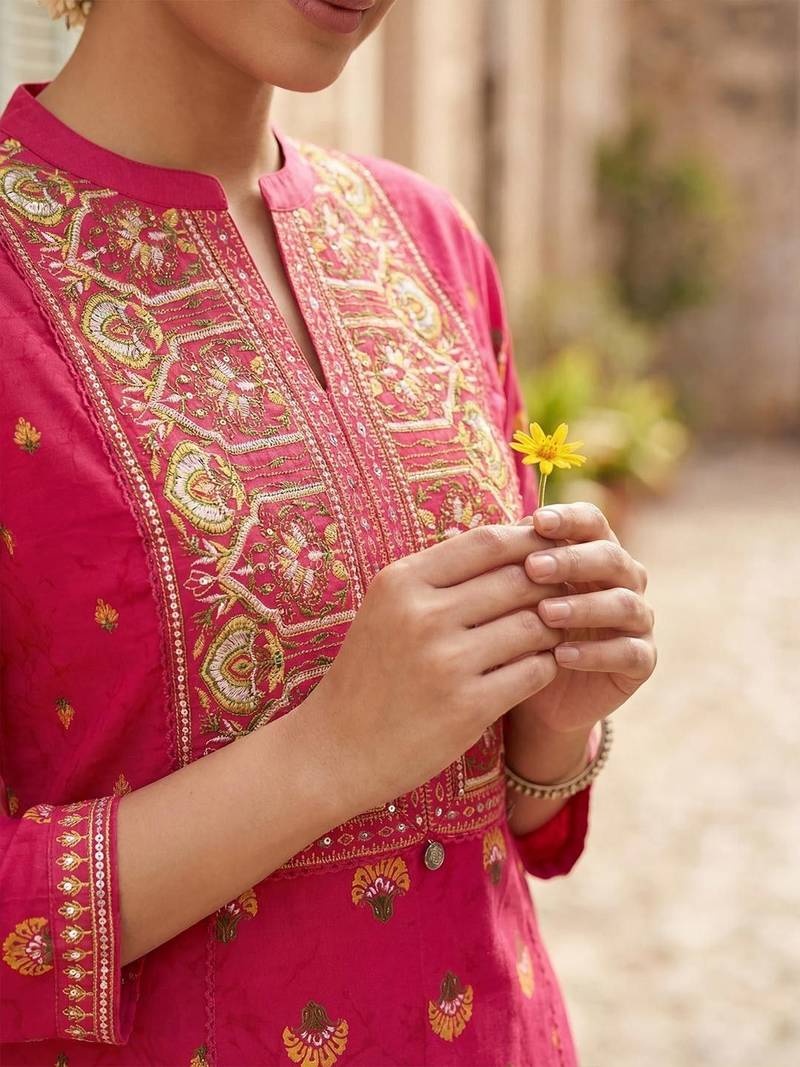 Printed Regular Pure Cotton Kurta With Trousers