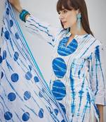 Tie And Dye Screen Technique Pure Cotton Kurta With Trousers & Dupatta