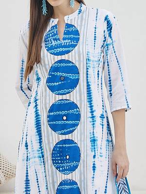 Tie And Dye Screen Technique Pure Cotton Kurta With Trousers & Dupatta 2