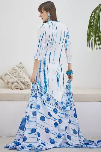 Tie And Dye Screen Technique Pure Cotton Kurta With Trousers & Dupatta