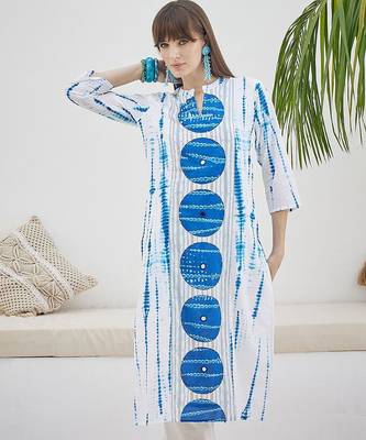 Tie And Dye Screen Technique Pure Cotton Kurta With Trousers & Dupatta 7