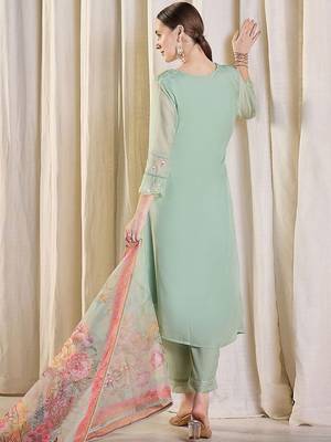 Women Floral Embroidered Kurta with Trousers & Dupatta 4