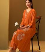 Ethnic Motifs Embroidered V-Neck Thread Work A-Line Kurta & Trousers