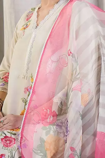 Women Floral Embroidered Kurta with Trousers & Dupatta