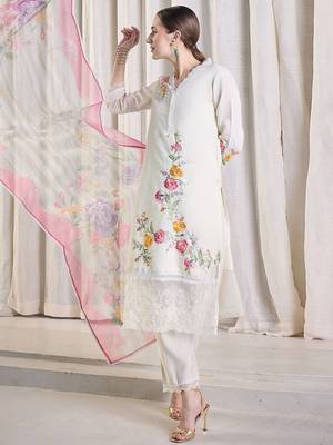 Women Floral Embroidered Kurta with Trousers & Dupatta 3