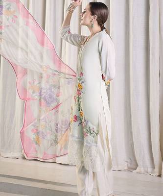 Women Floral Embroidered Kurta with Trousers & Dupatta 5