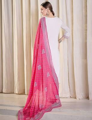 Women Ethnic Motifs Embroidered Cotton Kurta with Trousers & Dupatta 5