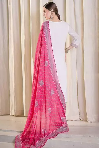 Women Ethnic Motifs Embroidered Cotton Kurta with Trousers & Dupatta