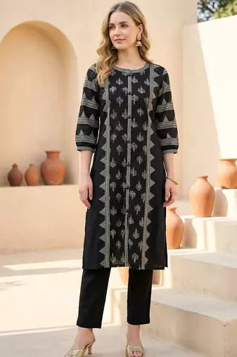 Printed Pure Cotton Kurta With Trousers