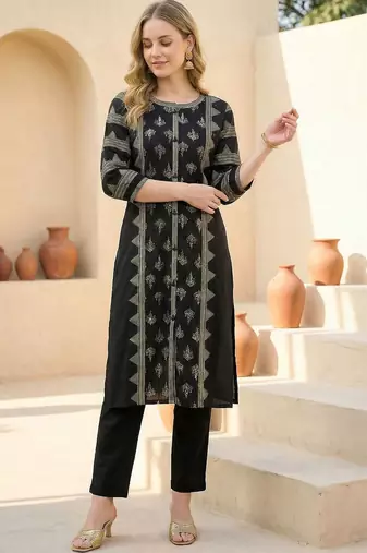 Printed Pure Cotton Kurta With Trousers