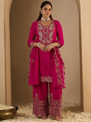 Women Paisley Printed Regular Sequinned Kurta with Palazzos & Dupatta 1
