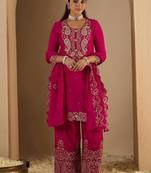 Women Paisley Printed Regular Sequinned Kurta with Palazzos & Dupatta