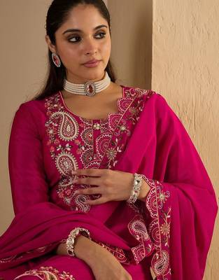 Women Paisley Printed Regular Sequinned Kurta with Palazzos & Dupatta 2