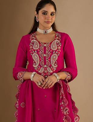 Women Paisley Printed Regular Sequinned Kurta with Palazzos & Dupatta 3