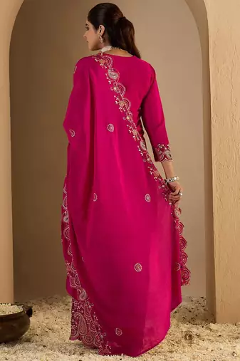 Women Paisley Printed Regular Sequinned Kurta with Palazzos & Dupatta