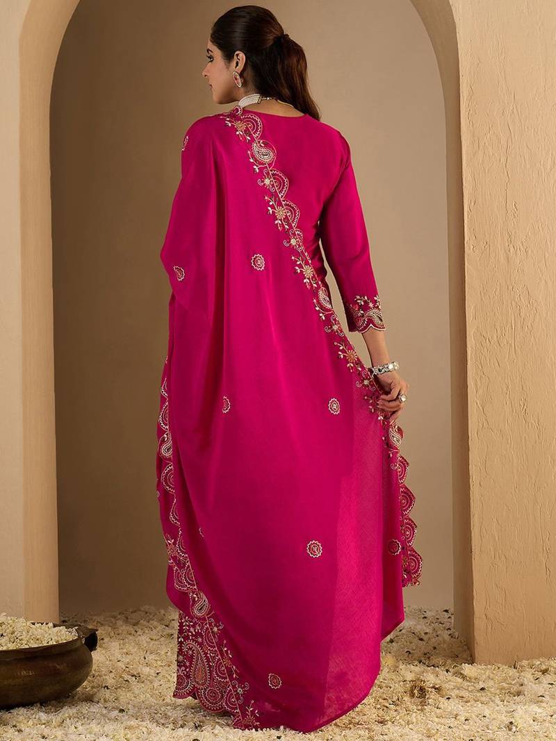 Women Paisley Printed Regular Sequinned Kurta with Palazzos & Dupatta