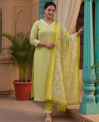 Women Printed Regular Pure Cotton Kurta & Trousers With Dupatta 6