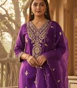 Women Ethnic Motifs Embroidered Kurta with Trousers & Dupatta