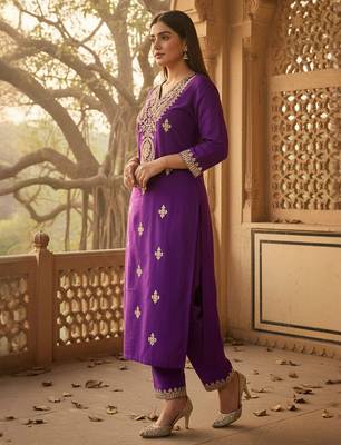 Women Ethnic Motifs Embroidered Kurta with Trousers & Dupatta 3
