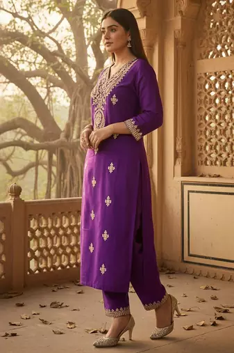 Women Ethnic Motifs Embroidered Kurta with Trousers & Dupatta