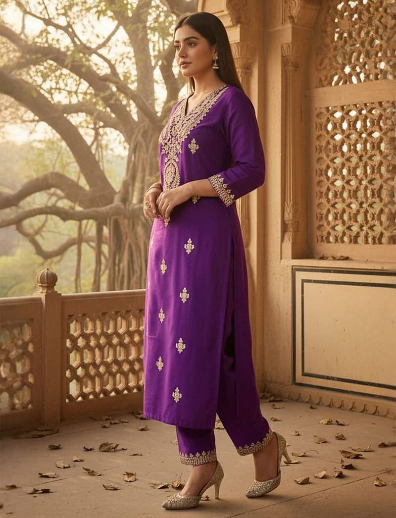 Women Ethnic Motifs Embroidered Kurta with Trousers & Dupatta