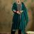 Floral Yoke Design Sequinned Velvet Straight Kurta With Trousers & Dupatta