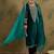 Floral Yoke Design Sequinned Velvet Straight Kurta With Trousers & Dupatta