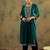 Floral Yoke Design Sequinned Velvet Straight Kurta With Trousers & Dupatta