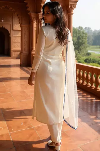 Women Embroidered Regular Thread Work Liva Kurta with Trousers & Dupatta