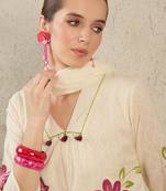 Women Floral Printed Pure Cotton Kurta with Trouser& With Dupatta