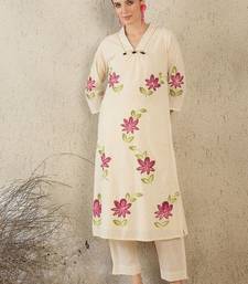 Women Floral Printed Pure Cotton Kurta with Trouser& With Dupatta