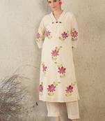 Women Floral Printed Pure Cotton Kurta with Trouser& With Dupatta