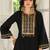 Floral Yoke Design Panelled Sequinned A-Line Kurta With Trousers & Dupatta