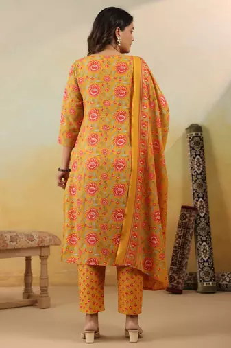 Floral Embroidered Regular Kurta With Trousers & Dupatta