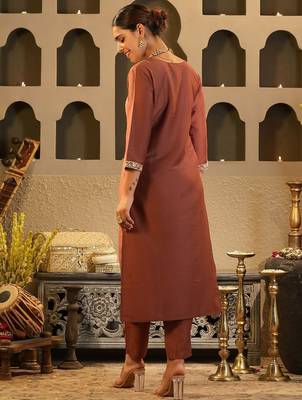 Women Ethnic Motifs Yoke Design Regular Sequinned Kurta with Trousers 4