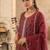 Floral Embroidered Round Neck Zari Straight Kurta & Trousers With Dupatta