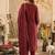 Floral Embroidered Round Neck Zari Straight Kurta & Trousers With Dupatta