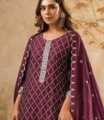 Women Ethnic Motifs Embroidered Regular Sequinned Kurta with Trousers & Dupatta