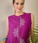 Adults-Women Woven Design Embroidered Cotton A-Line Kurta with Palazzos