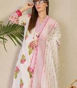 Floral Printed Pure Cotton Kurta with Trousers & Dupatta