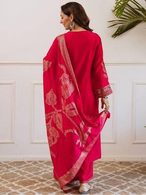 Women Floral Embroidered Kurta with Sharara & Dupatta 5