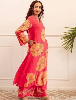 Women Floral Printed A-Line Kurta with Palazzos 3