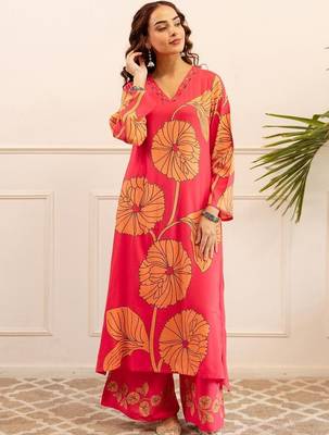 Women Floral Printed A-Line Kurta with Palazzos 4