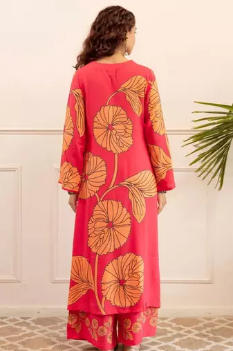 Women Floral Printed A-Line Kurta with Palazzos