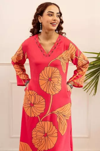 Women Floral Printed A-Line Kurta with Palazzos