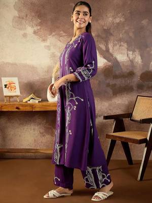 Women Printed Regular Beads and Stones Kurta with Palazzos 2