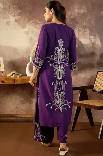 Women Printed Regular Beads and Stones Kurta with Palazzos
