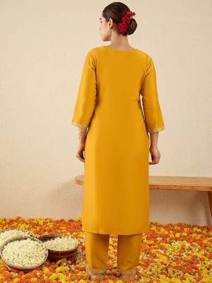 Ethnic Motifs Embroidered Sequinned Kurta With Trousers 6